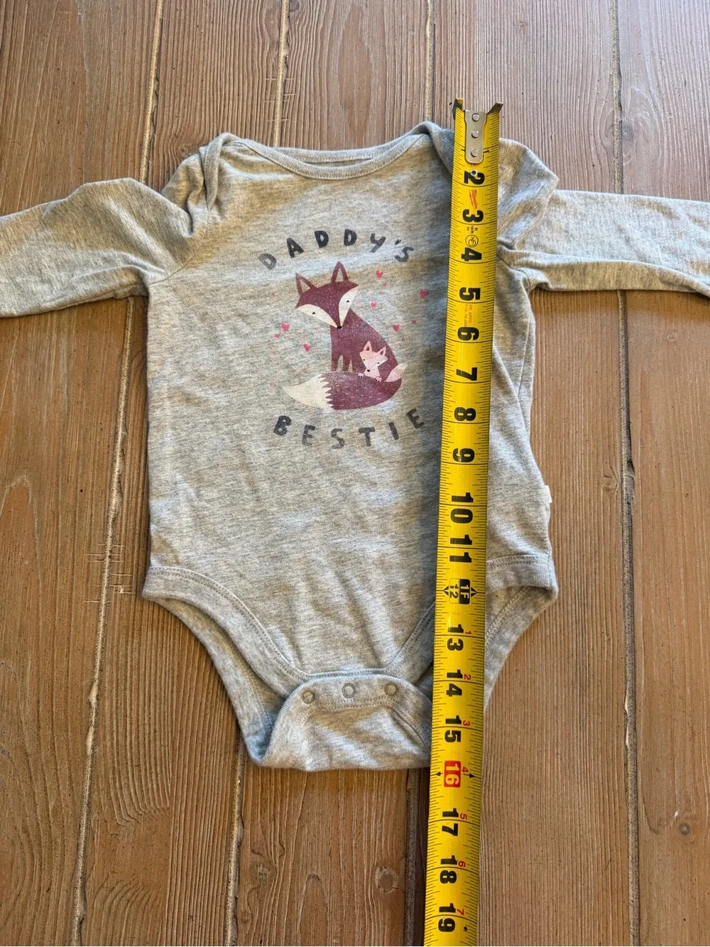 GAP Grey Long-Sleeve Baby One-Piece with Purple Fox Graphic
